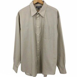 Croft & Barrow Men's Size 34/35 Dress Shirt Tan Broadcloth Wrinkle Resistant 17"